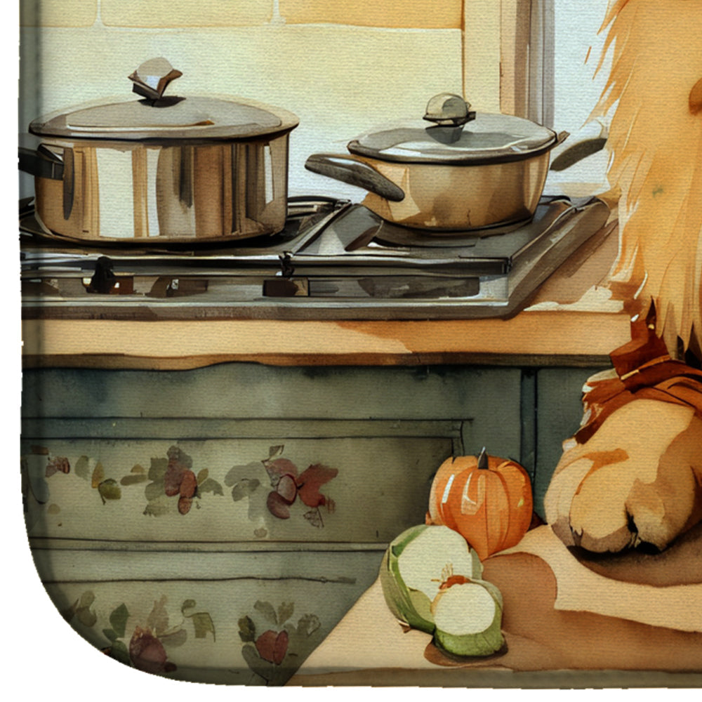 Caroline's Treasures Chow Chow Fall Kitchen Pumpkins Dish Drying Mat