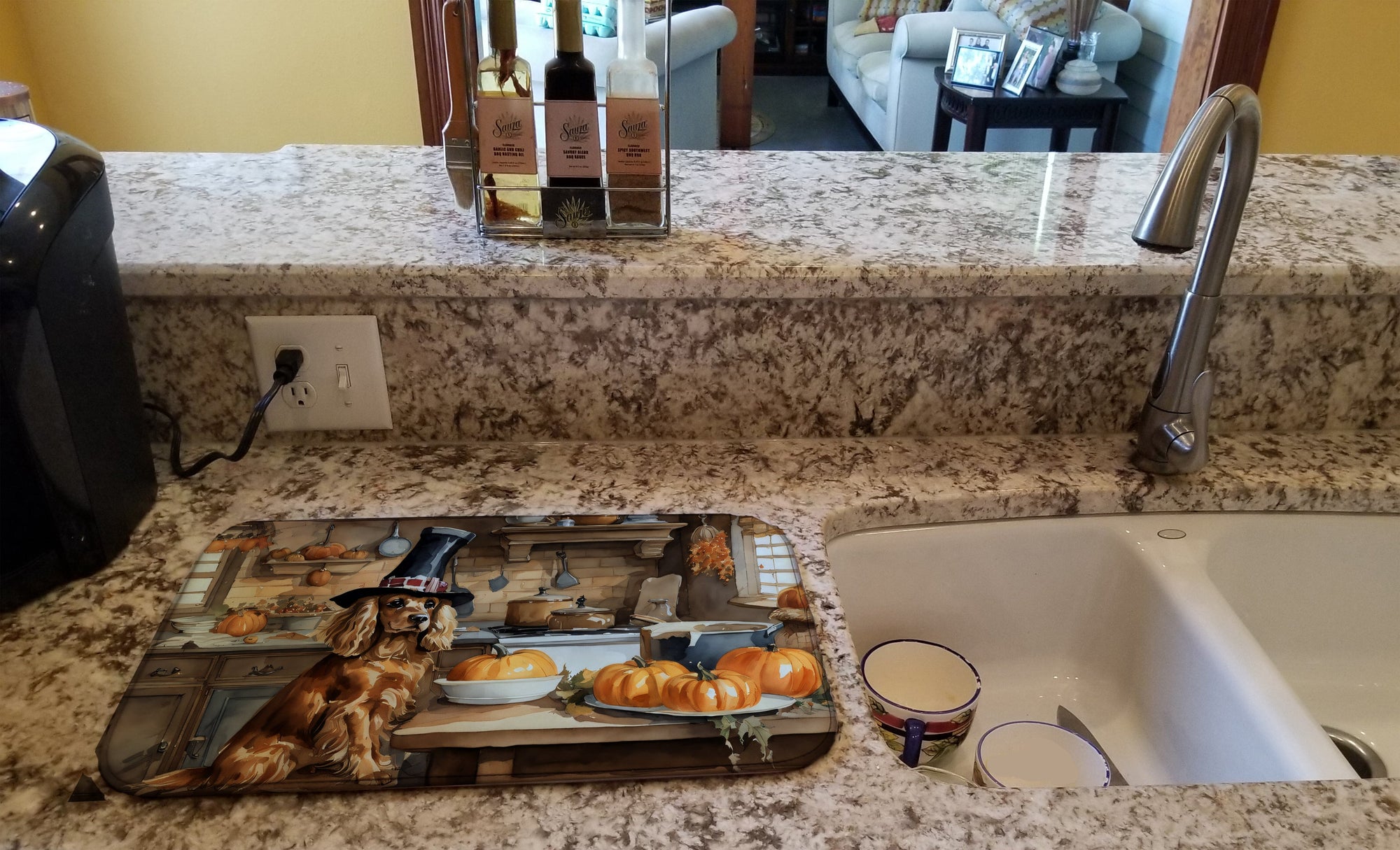 Caroline's Treasures Cocker Spaniel Fall Kitchen Pumpkins Dish Drying Mat