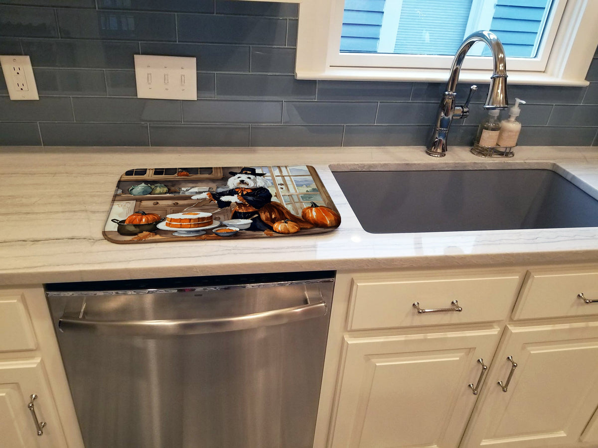 Caroline's Treasures Coton De Tulear Fall Kitchen Pumpkins Dish Drying Mat