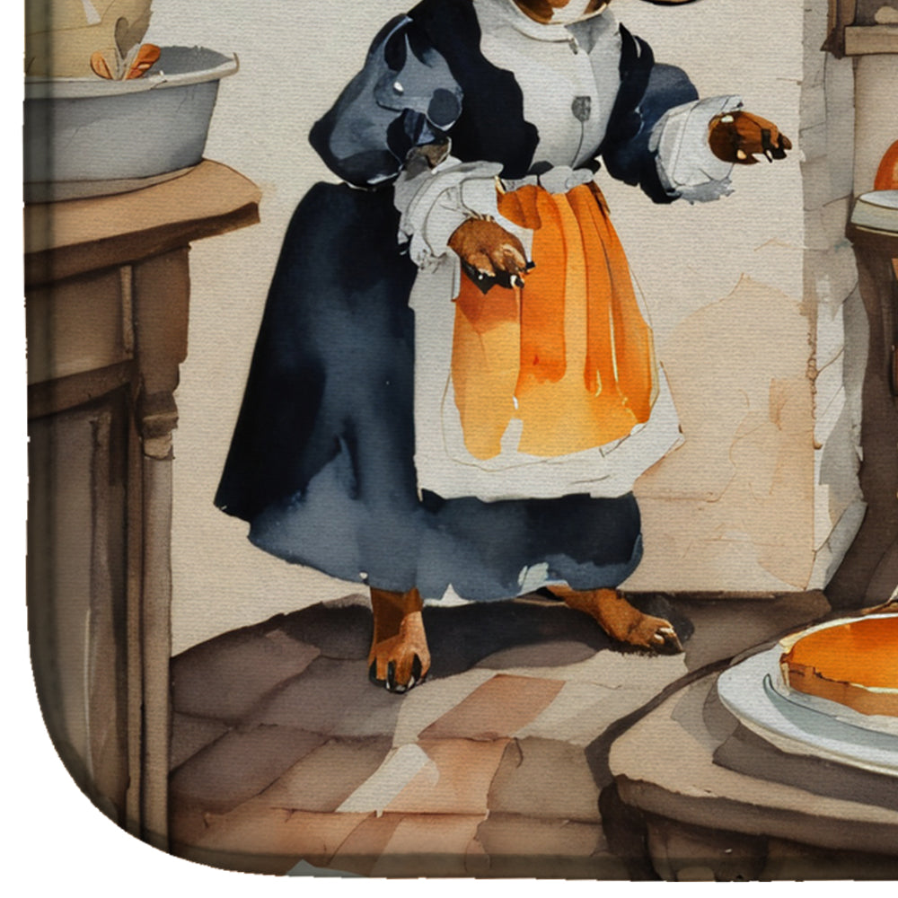 Caroline's Treasures Dachshund Fall Kitchen Pumpkins Dish Drying Mat
