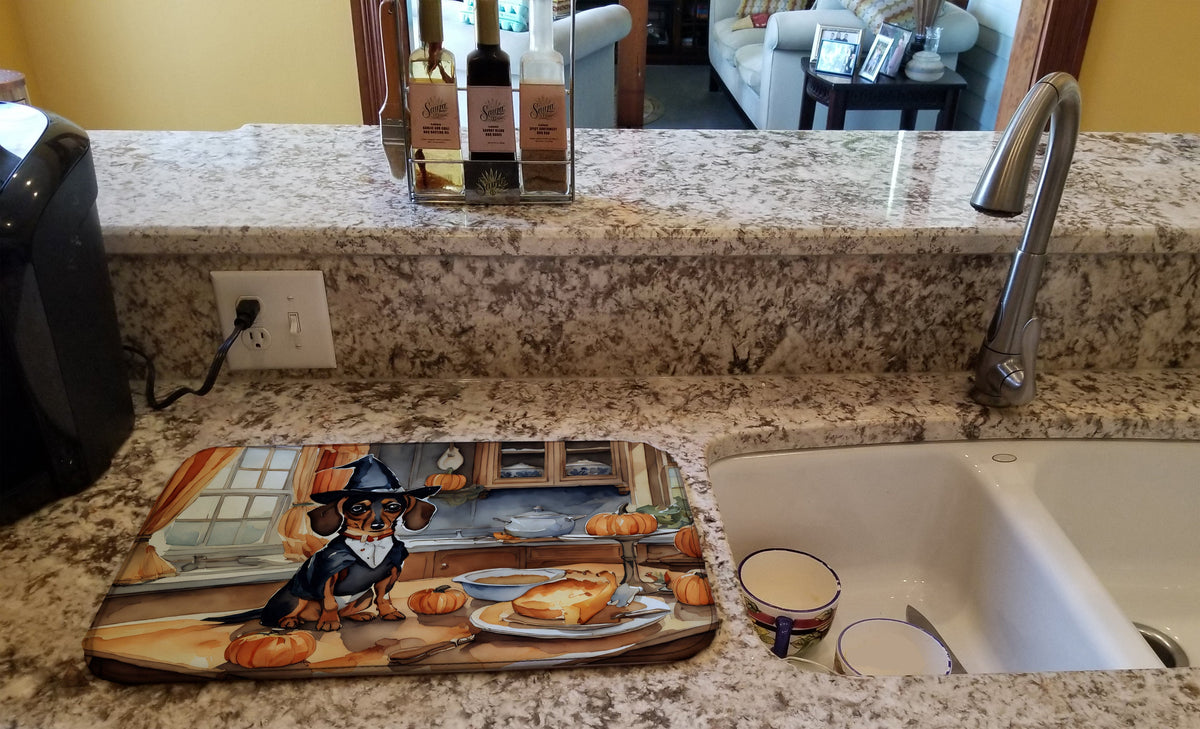 Caroline's Treasures Dachshund Fall Kitchen Pumpkins Dish Drying Mat