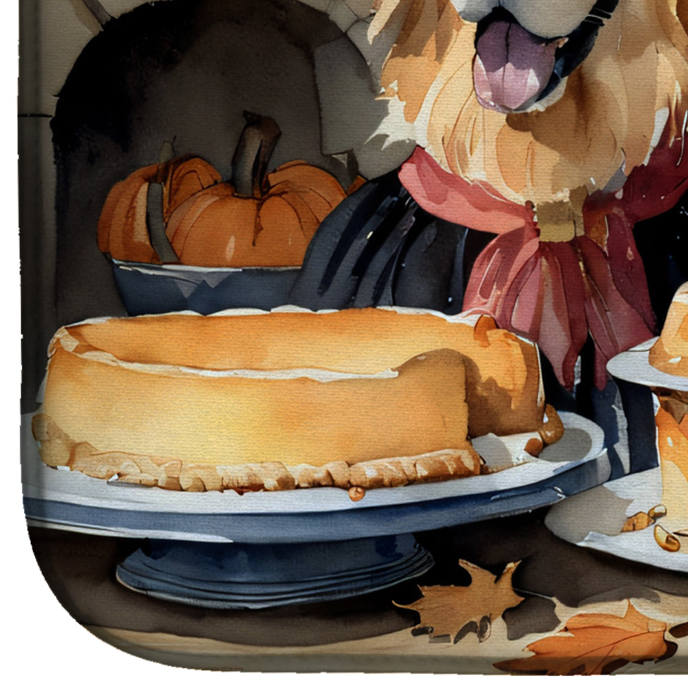 Caroline's Treasures Golden Retriever Fall Kitchen Pumpkins Dish Drying Mat