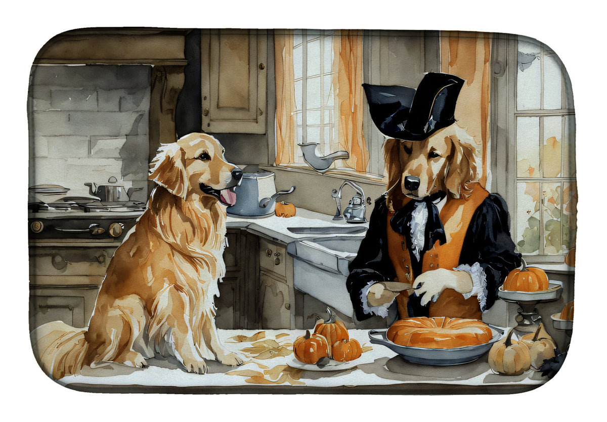 Caroline's Treasures Golden Retriever Fall Kitchen Pumpkins Dish Drying Mat