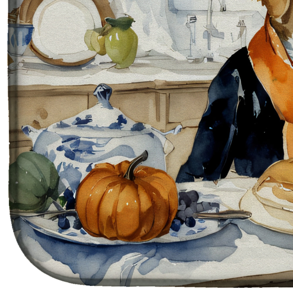Caroline's Treasures Golden Retriever Fall Kitchen Pumpkins Dish Drying Mat