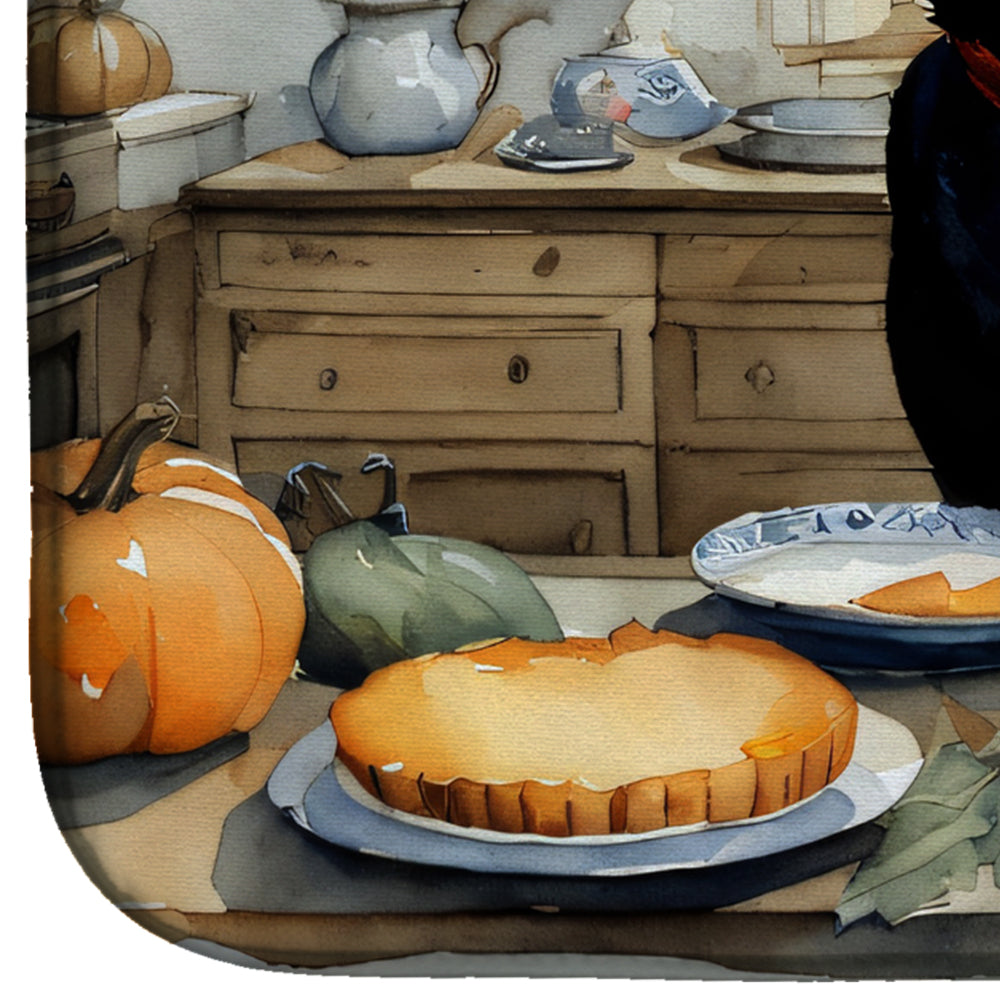 Caroline's Treasures Black Lab Fall Kitchen Pumpkins Dish Drying Mat