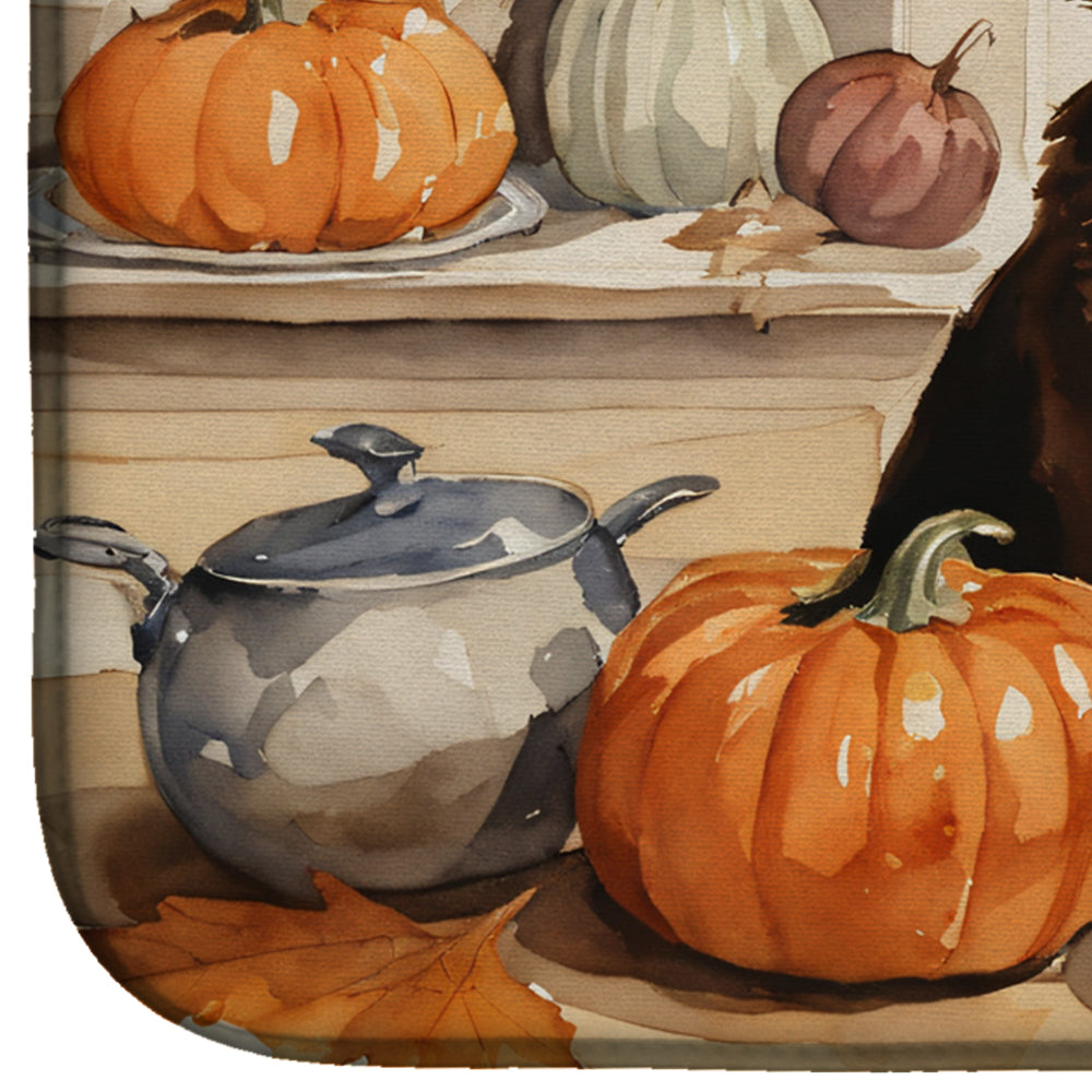 Caroline's Treasures Chocolate Lab Fall Kitchen Pumpkins Dish Drying Mat