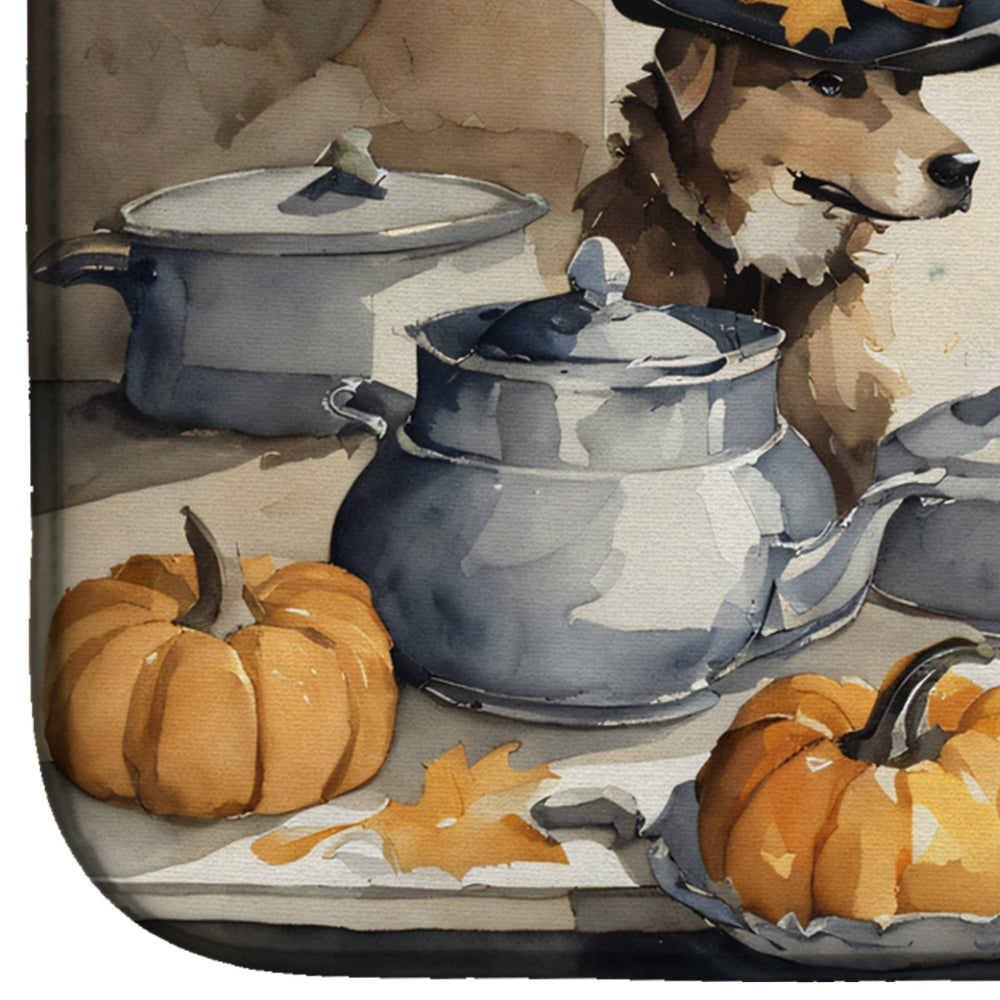 Caroline's Treasures Yellow Lab Fall Kitchen Pumpkins Dish Drying Mat