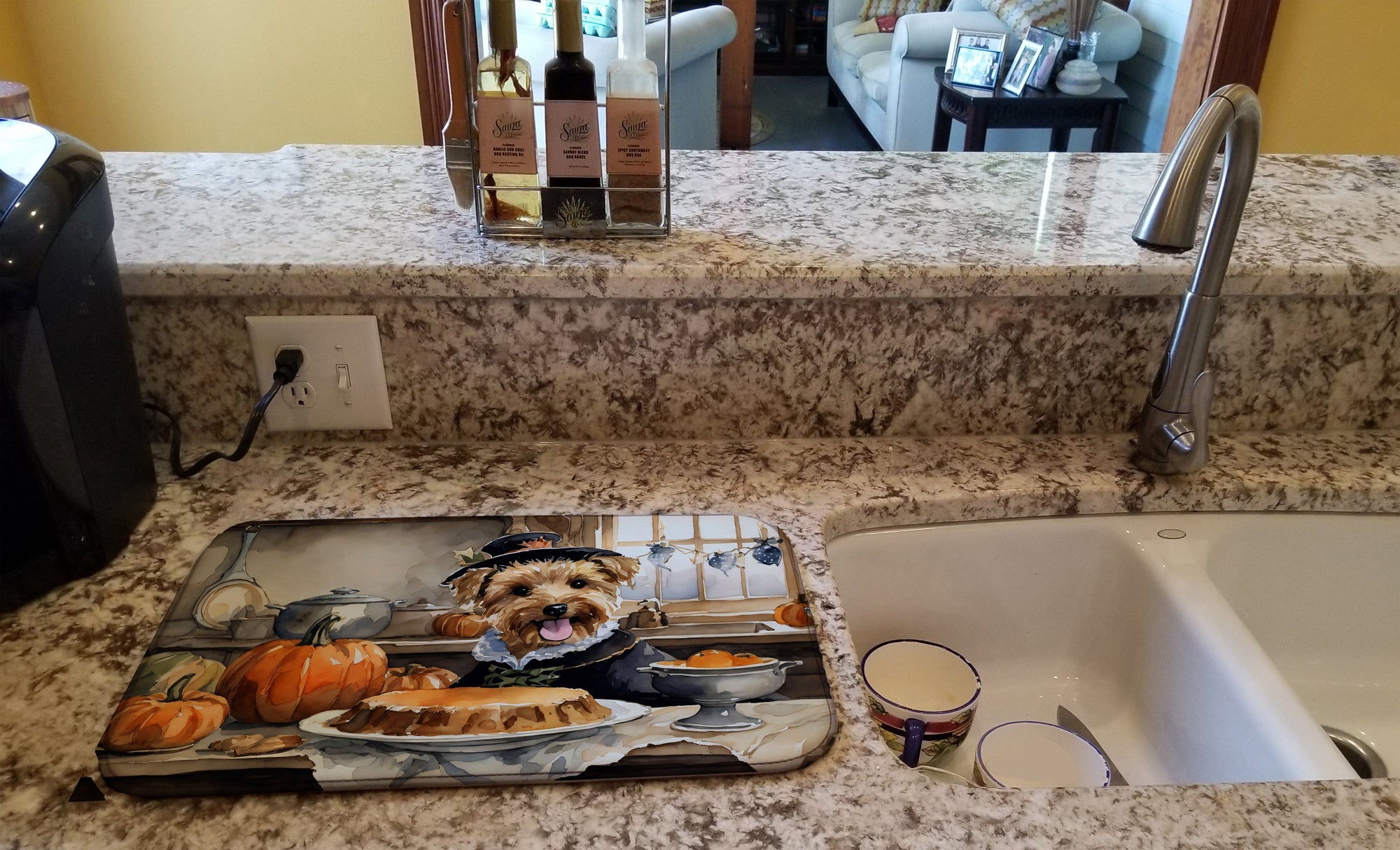 Caroline's Treasures Lakeland Terrier Fall Kitchen Pumpkins Dish Drying Mat