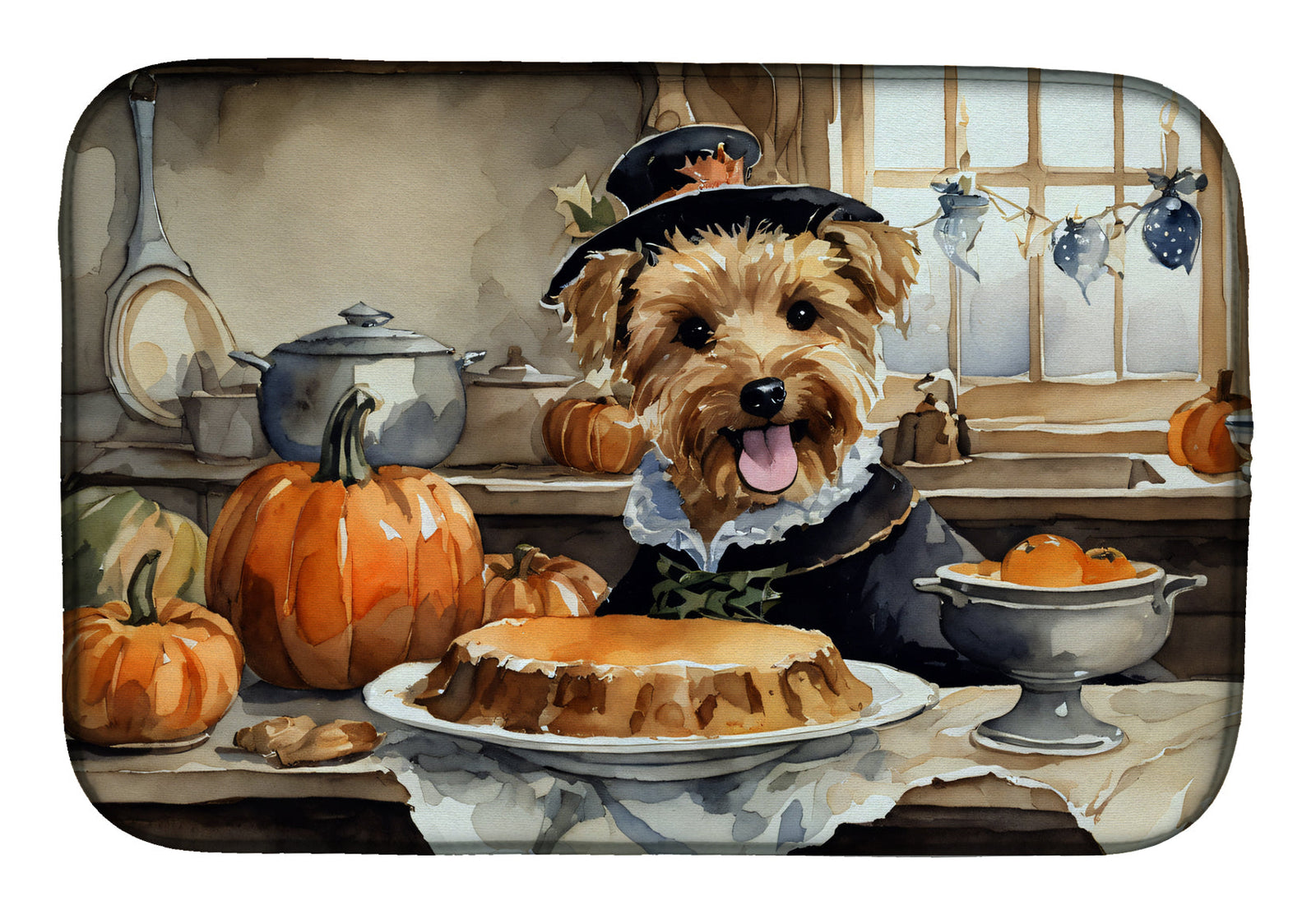 Caroline's Treasures Lakeland Terrier Fall Kitchen Pumpkins Dish Drying Mat