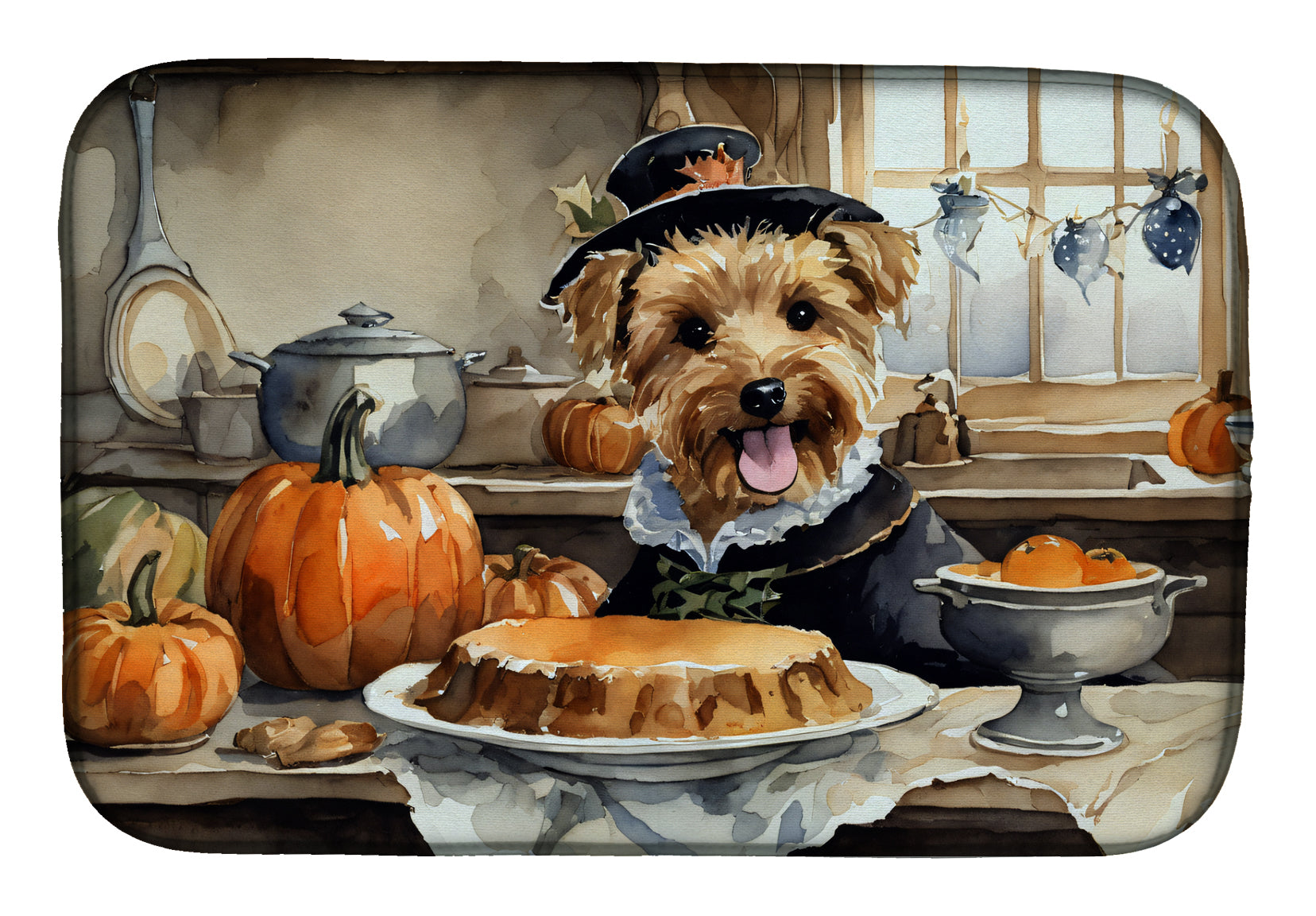 Caroline's Treasures Lakeland Terrier Fall Kitchen Pumpkins Dish Drying Mat