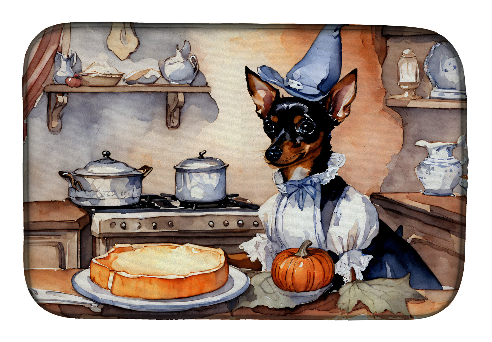 Caroline's Treasures Miniature Pinscher Fall Kitchen Pumpkins Dish Drying Mat