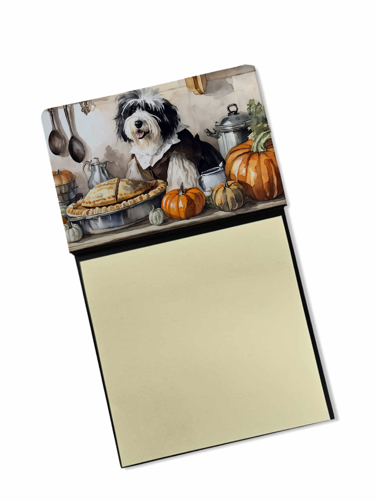 Buy this Old English Sheepdog Fall Kitchen Pumpkins Sticky Note Holder