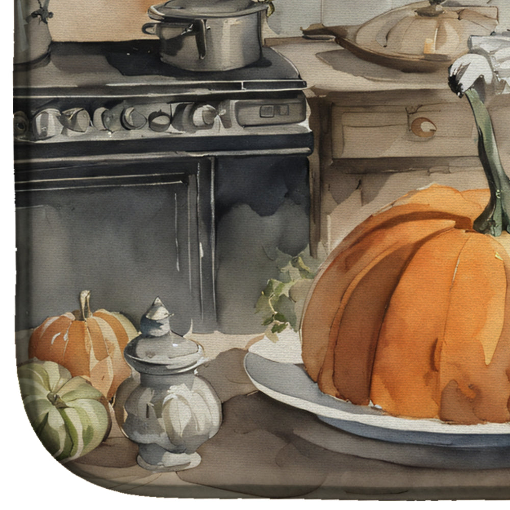 Caroline's Treasures Poodle Fall Kitchen Pumpkins Dish Drying Mat