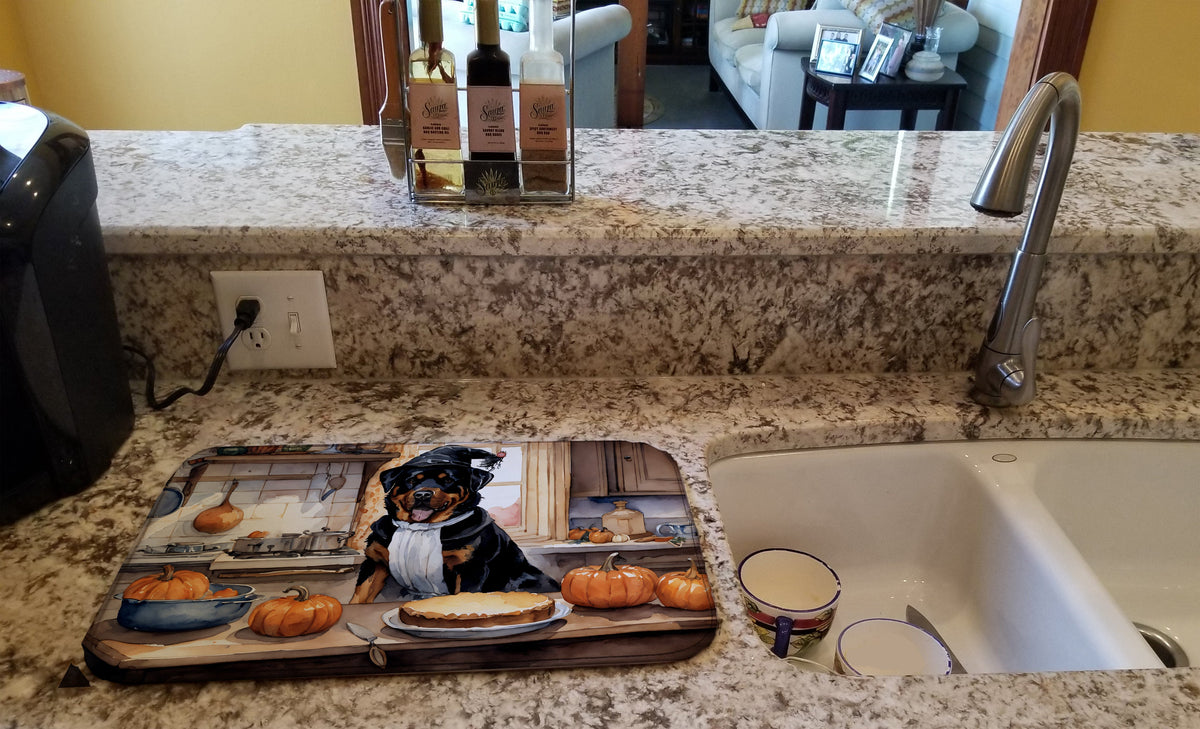 Caroline's Treasures Rottweiler Fall Kitchen Pumpkins Dish Drying Mat