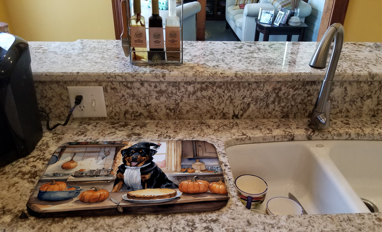 Caroline's Treasures Rottweiler Fall Kitchen Pumpkins Dish Drying Mat