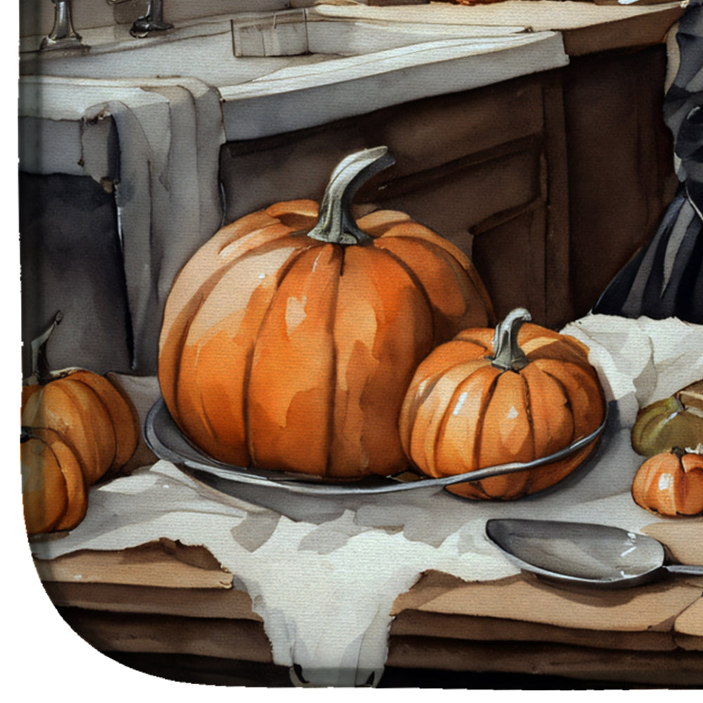 Caroline's Treasures Schnauzer Fall Kitchen Pumpkins Dish Drying Mat