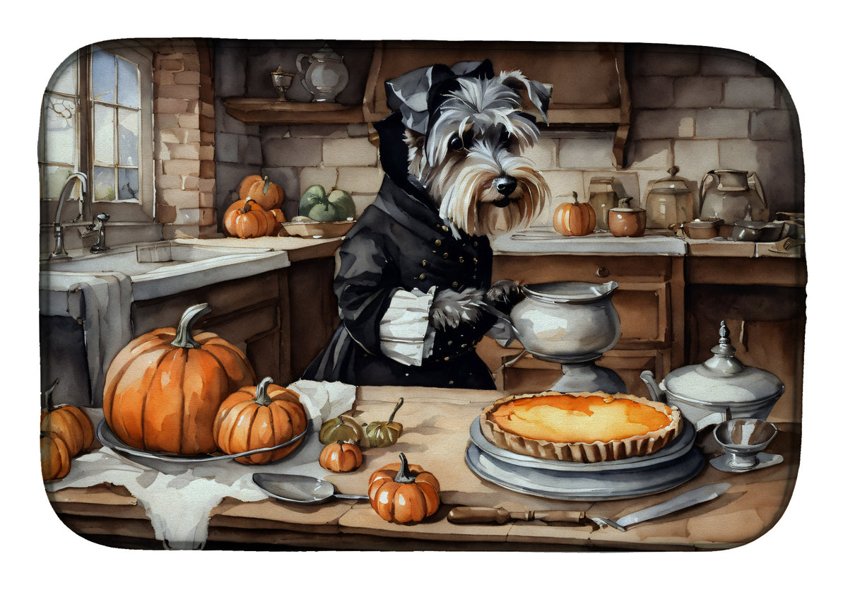 Caroline's Treasures Schnauzer Fall Kitchen Pumpkins Dish Drying Mat