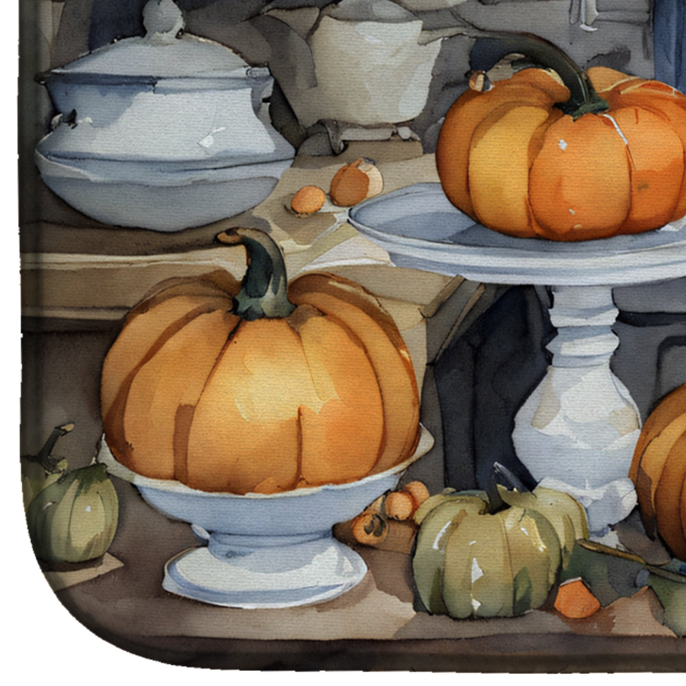 Caroline's Treasures Schnauzer Fall Kitchen Pumpkins Dish Drying Mat