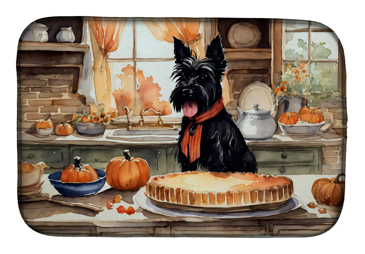 Caroline's Treasures Scottish Terrier Fall Kitchen Pumpkins Dish Drying Mat