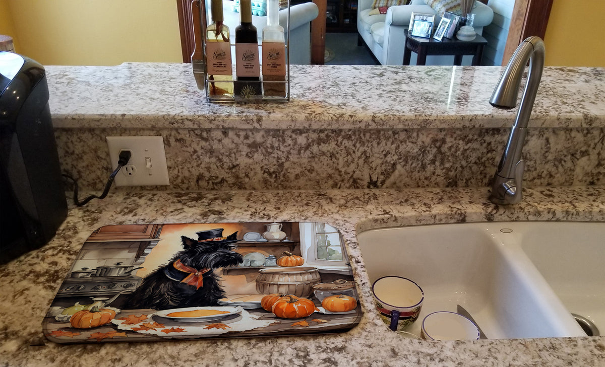 Caroline's Treasures Scottish Terrier Fall Kitchen Pumpkins Dish Drying Mat