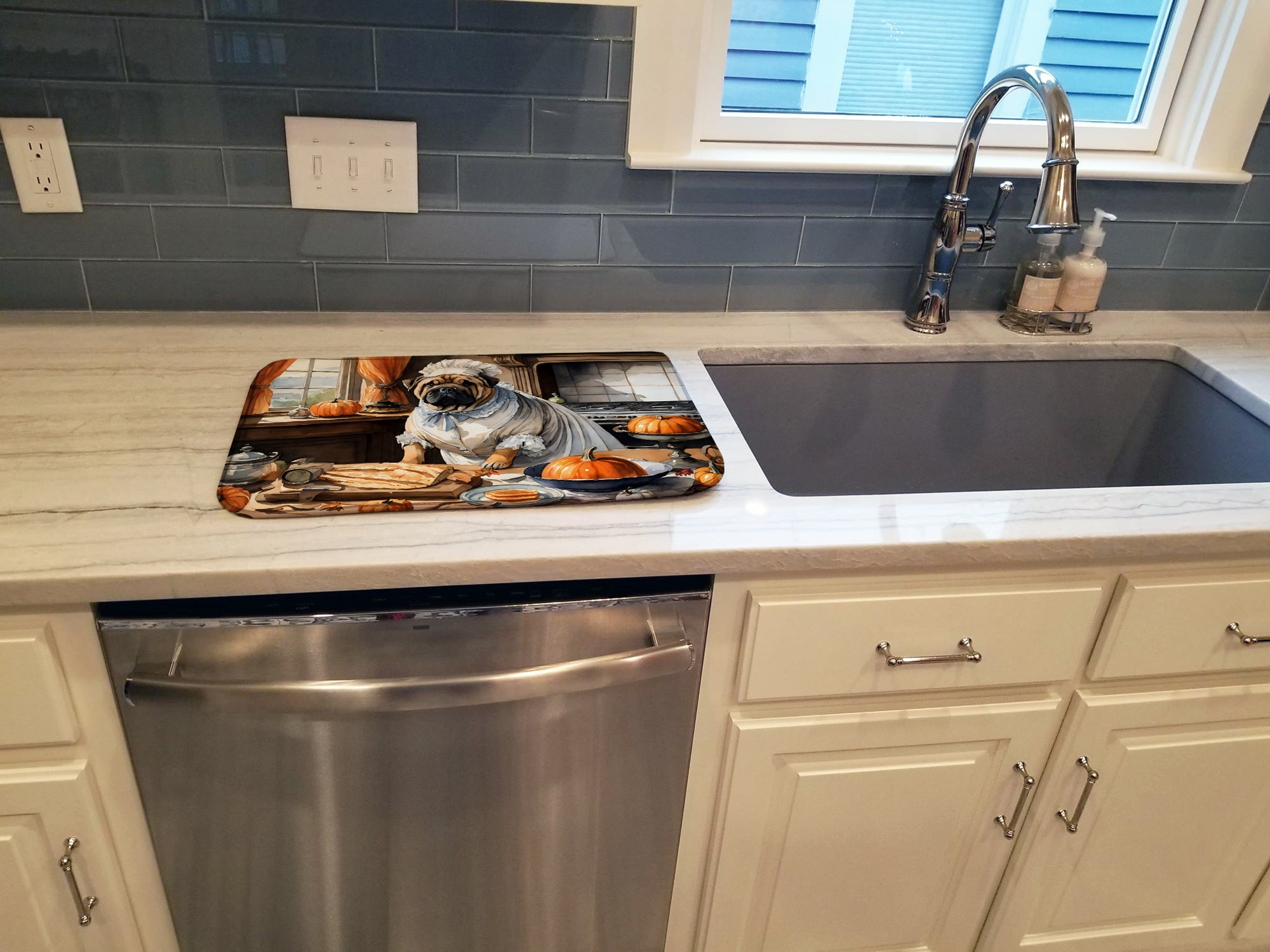 Caroline's Treasures Shar Pei Fall Kitchen Pumpkins Dish Drying Mat