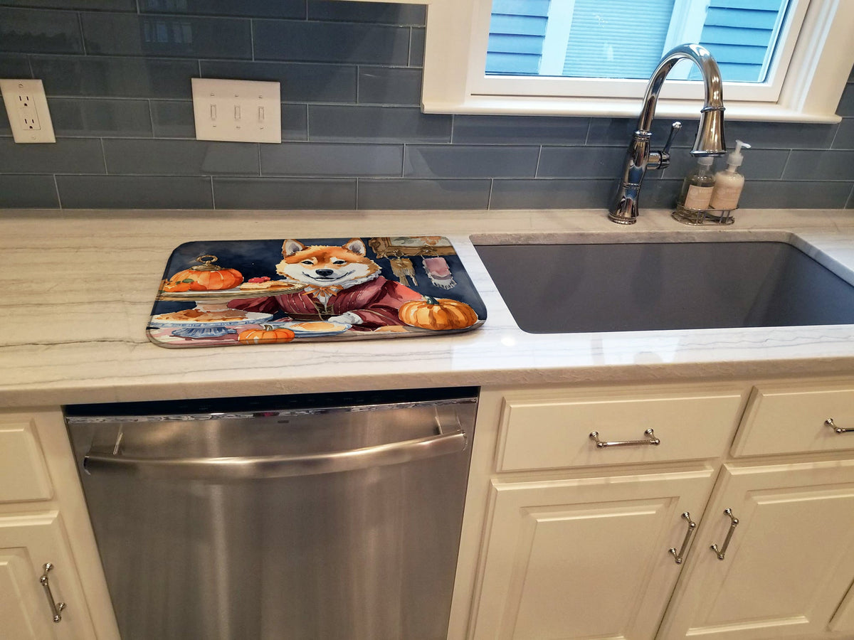 Caroline's Treasures Shiba Inu Fall Kitchen Pumpkins Dish Drying Mat