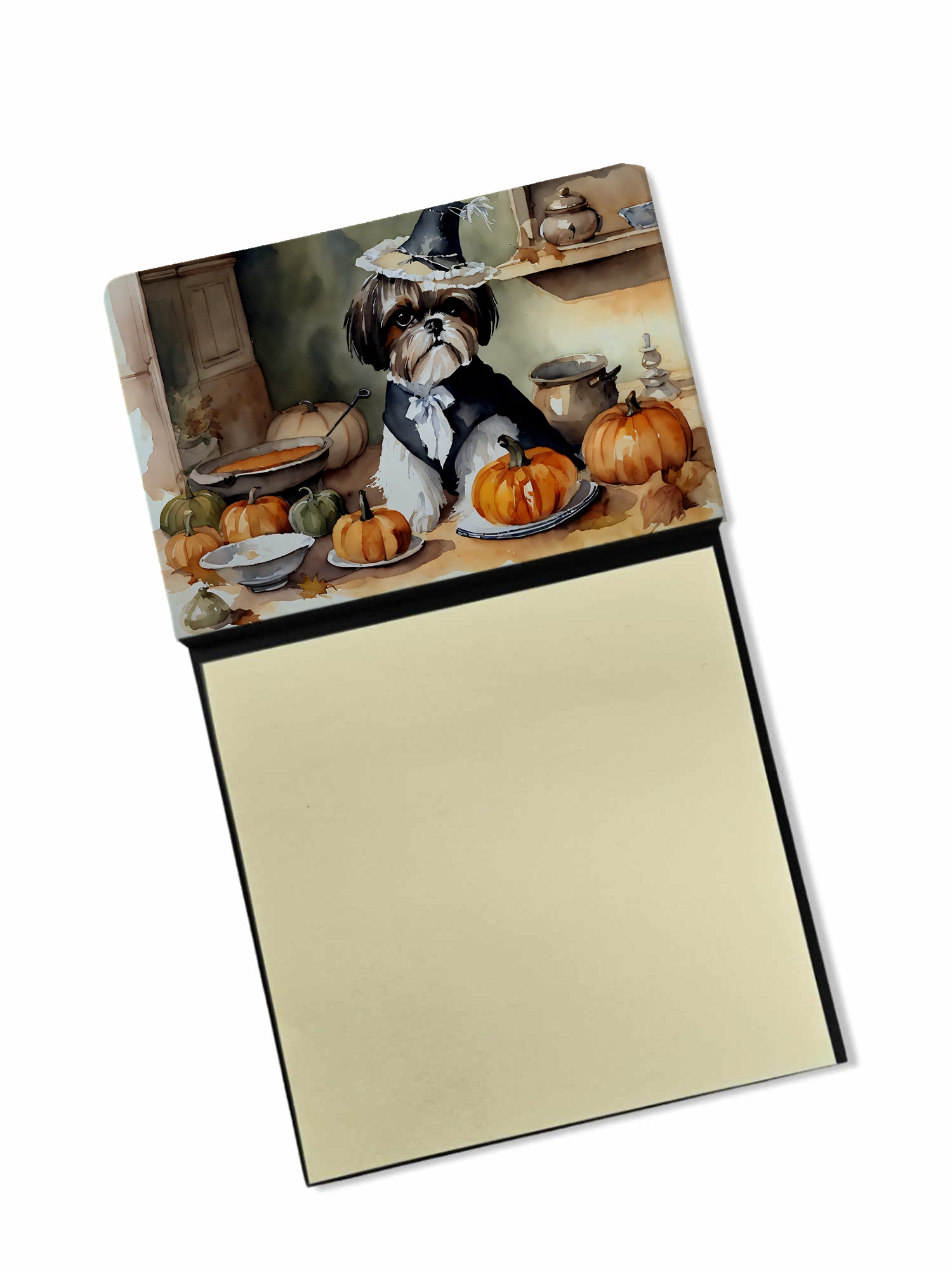 Buy this Shih Tzu Fall Kitchen Pumpkins Sticky Note Holder