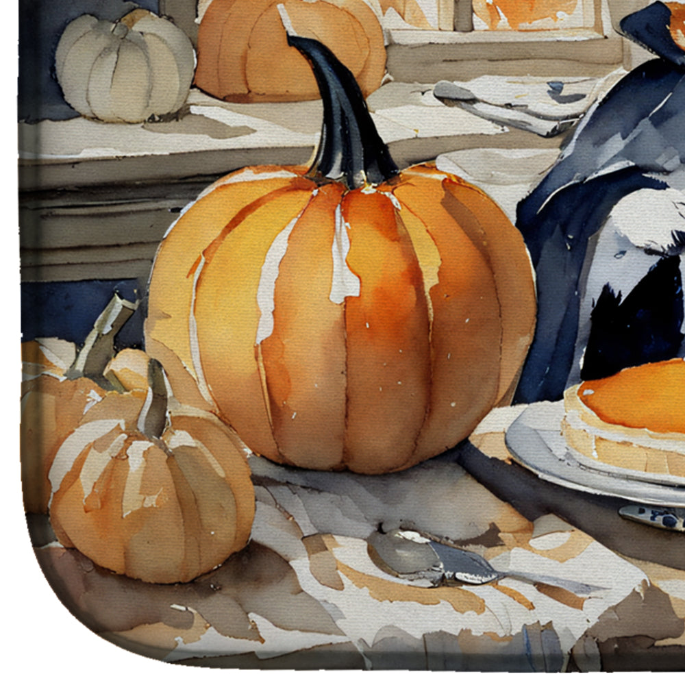Caroline's Treasures Siberian Husky Fall Kitchen Pumpkins Dish Drying Mat