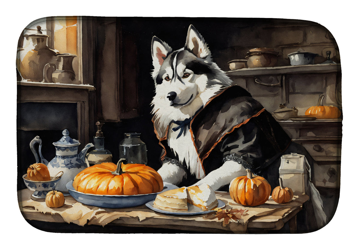Caroline's Treasures Siberian Husky Fall Kitchen Pumpkins Dish Drying Mat