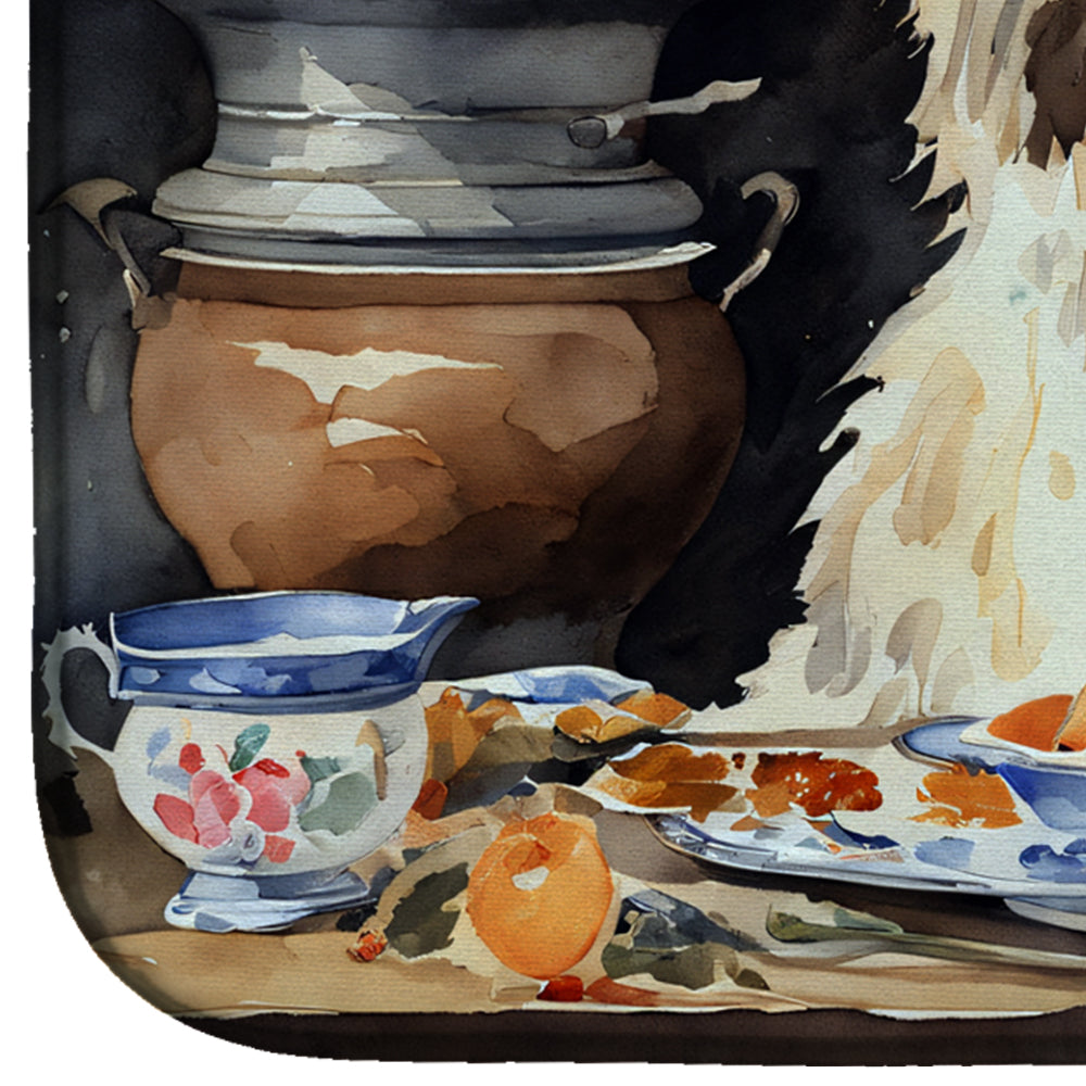 Caroline's Treasures Tibetan Mastiff Fall Kitchen Pumpkins Dish Drying Mat