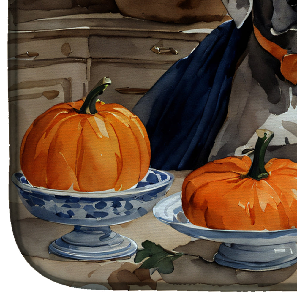 Caroline's Treasures Weimaraner Fall Kitchen Pumpkins Dish Drying Mat