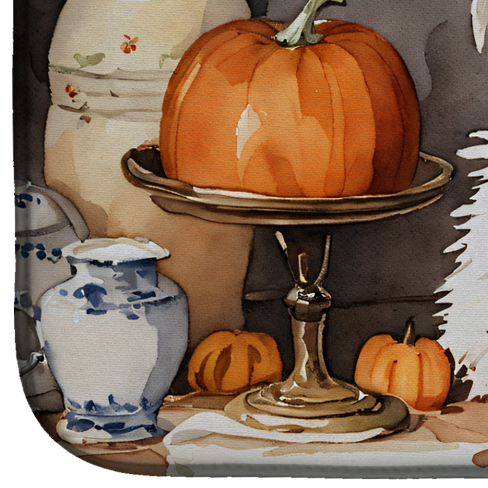 Caroline's Treasures Westie Fall Kitchen Pumpkins Dish Drying Mat