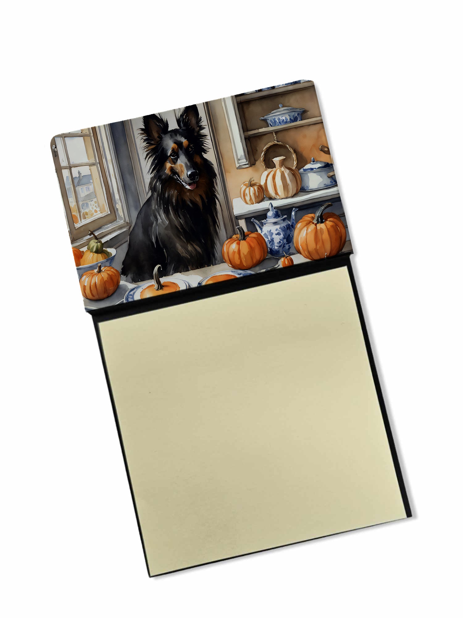 Buy this Belgian Sheepdog Fall Kitchen Pumpkins Sticky Note Holder