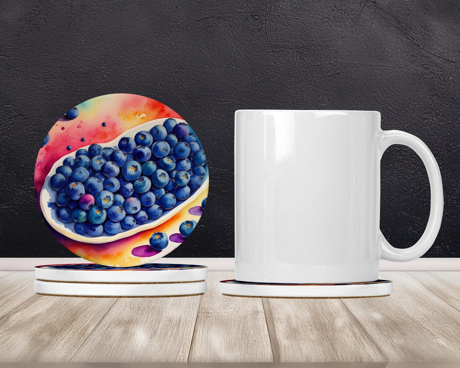 Caroline's Treasures Colorful Blueberries Large Sandstone Coasters Pack of 4