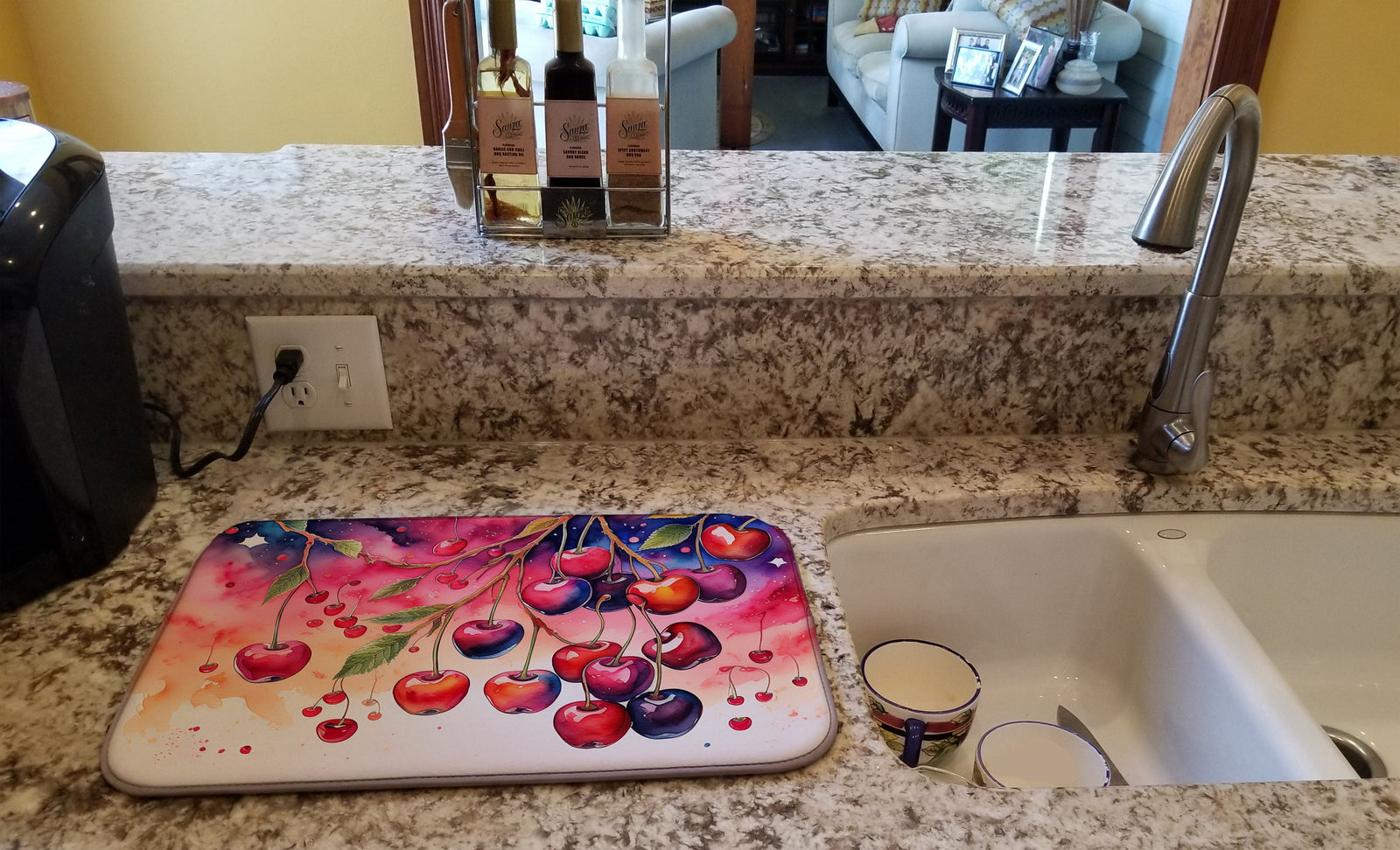 Caroline's Treasures Colorful Cherries Dish Drying Mat