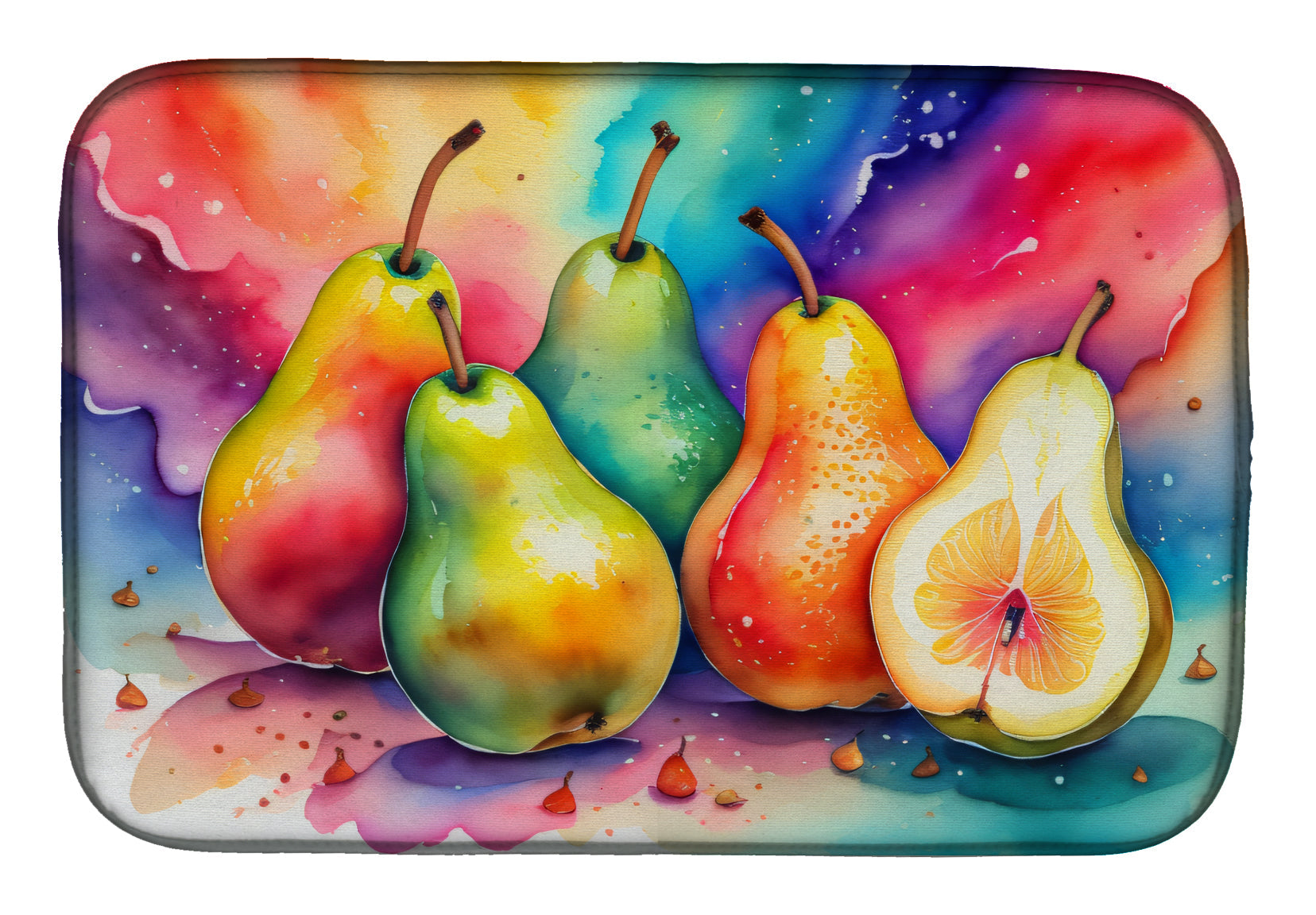 Caroline's Treasures Colorful Pears Dish Drying Mat