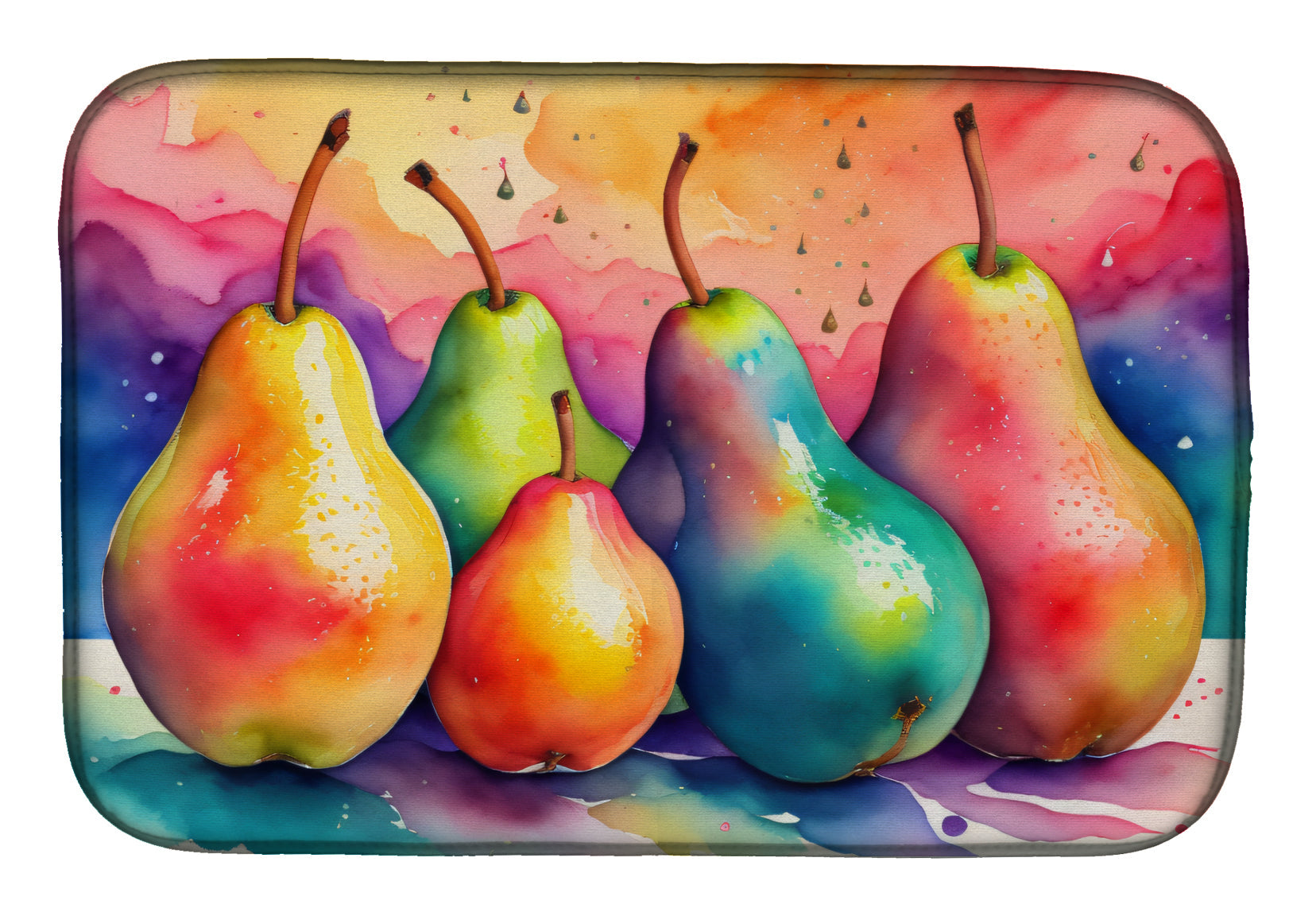 Caroline's Treasures Colorful Pears Dish Drying Mat