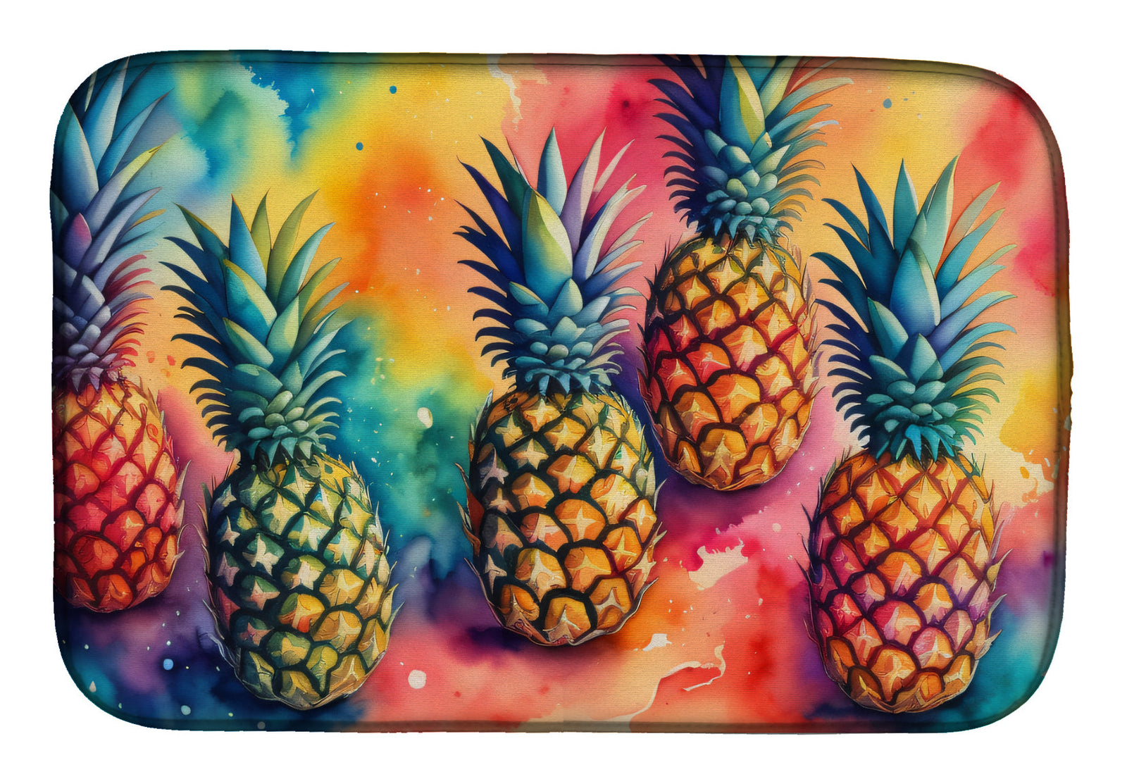 Caroline's Treasures Colorful Pineapples Dish Drying Mat