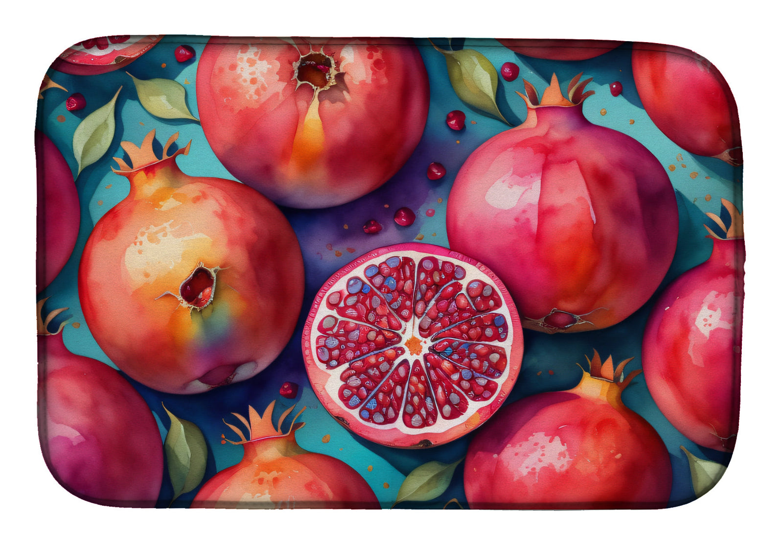 Caroline's Treasures Colorful Pomegranates Dish Drying Mat