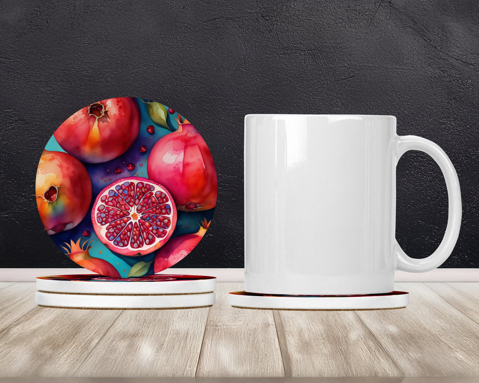 Caroline's Treasures Colorful Pomegranates Large Sandstone Coasters Pack of 4