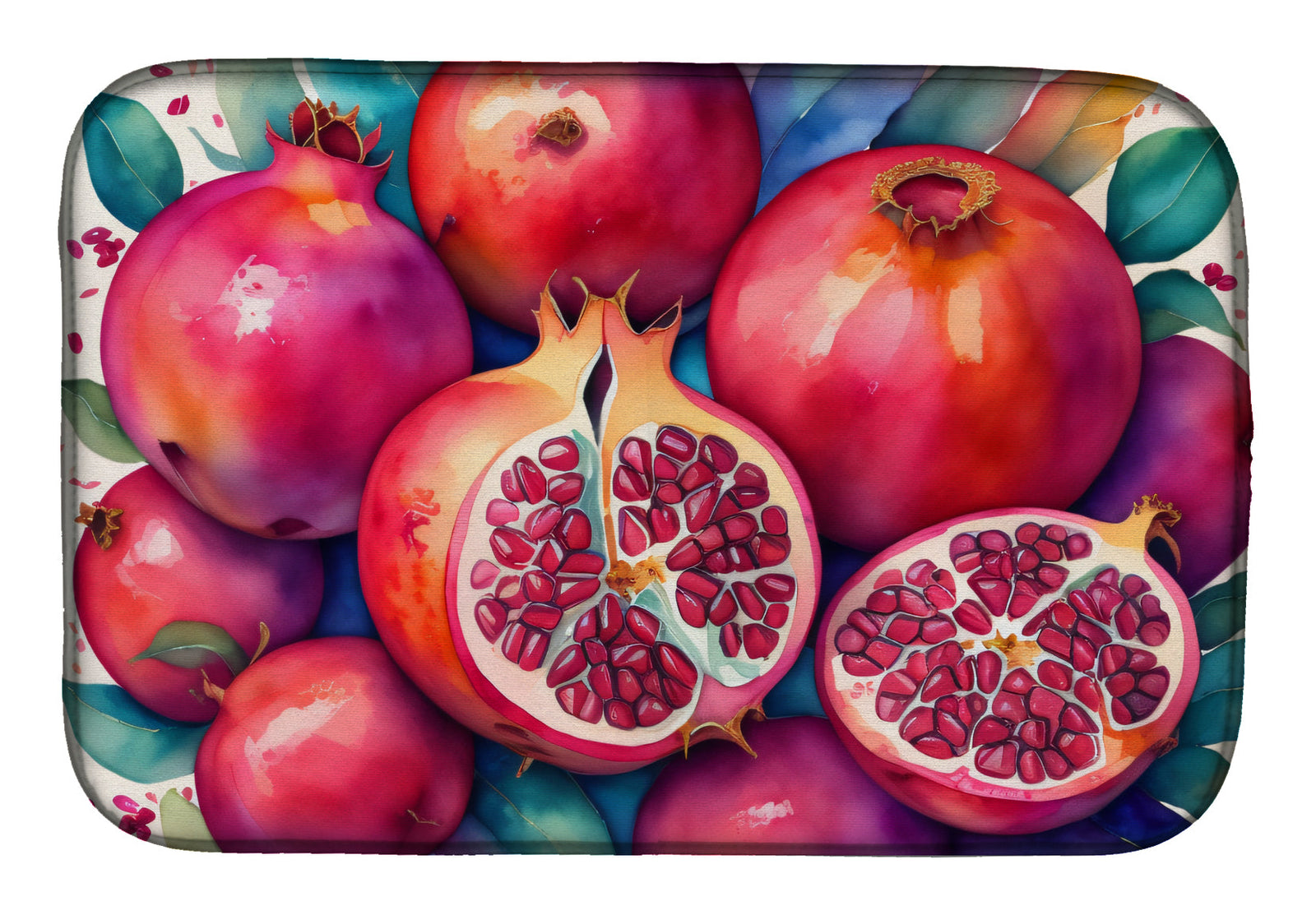 Caroline's Treasures Colorful Pomegranates Dish Drying Mat
