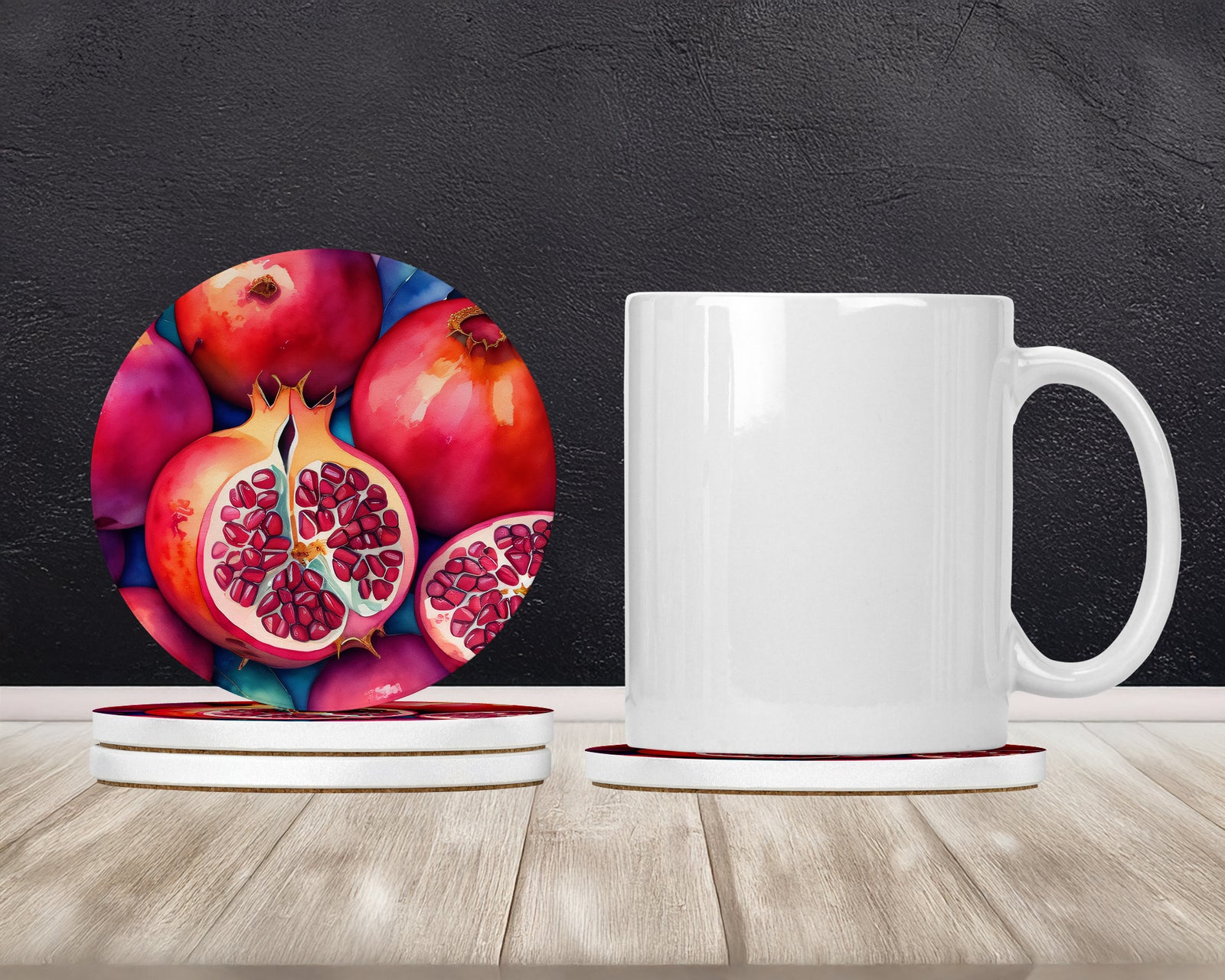 Caroline's Treasures Colorful Pomegranates Large Sandstone Coasters Pack of 4