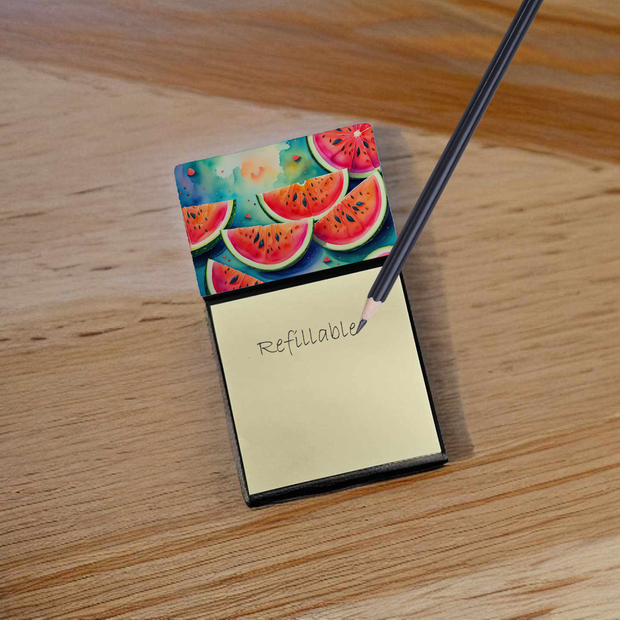 Caroline's Treasures Colorful Watermelons Sticky Note Holder- Refiilable Desk Accessory Note Pad