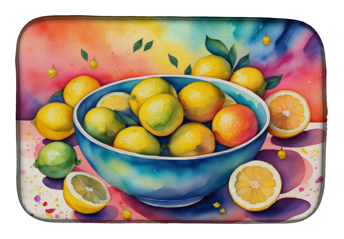 Caroline's Treasures Colorful Lemons Dish Drying Mat