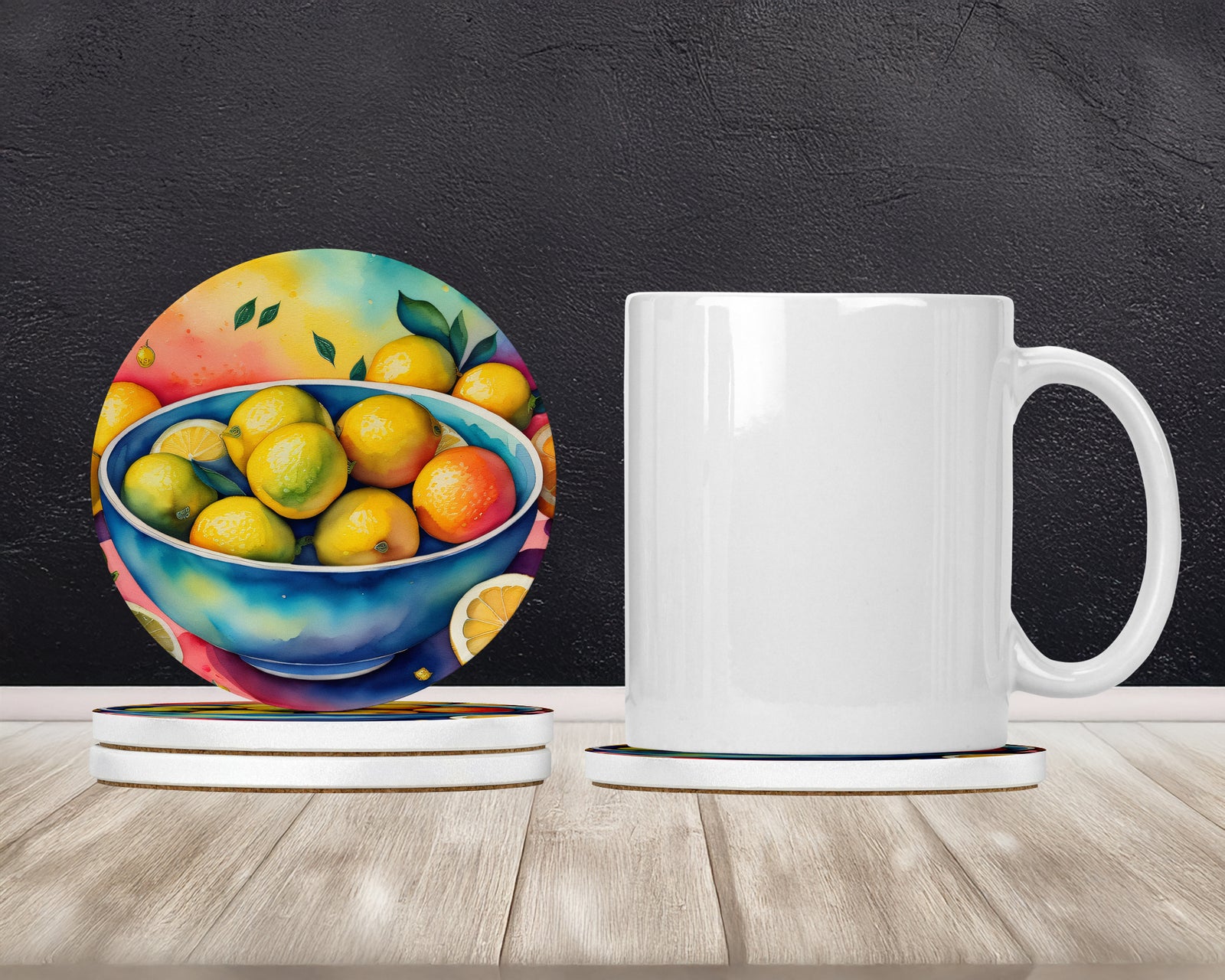 Caroline's Treasures Colorful Lemons Large Sandstone Coasters Pack of 4