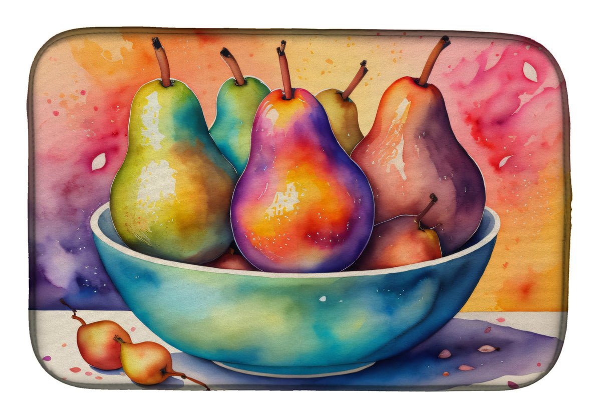 Caroline's Treasures Colorful Pears Dish Drying Mat