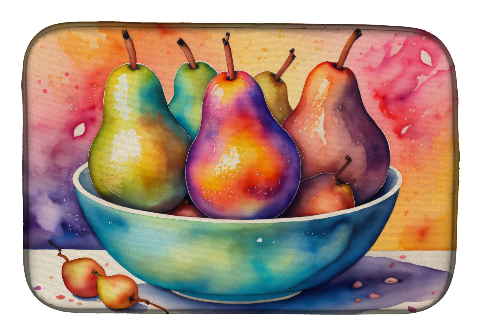 Caroline's Treasures Colorful Pears Dish Drying Mat
