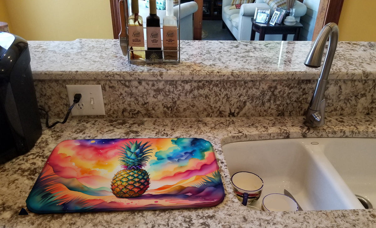 Caroline's Treasures Colorful Pineapple Dish Drying Mat