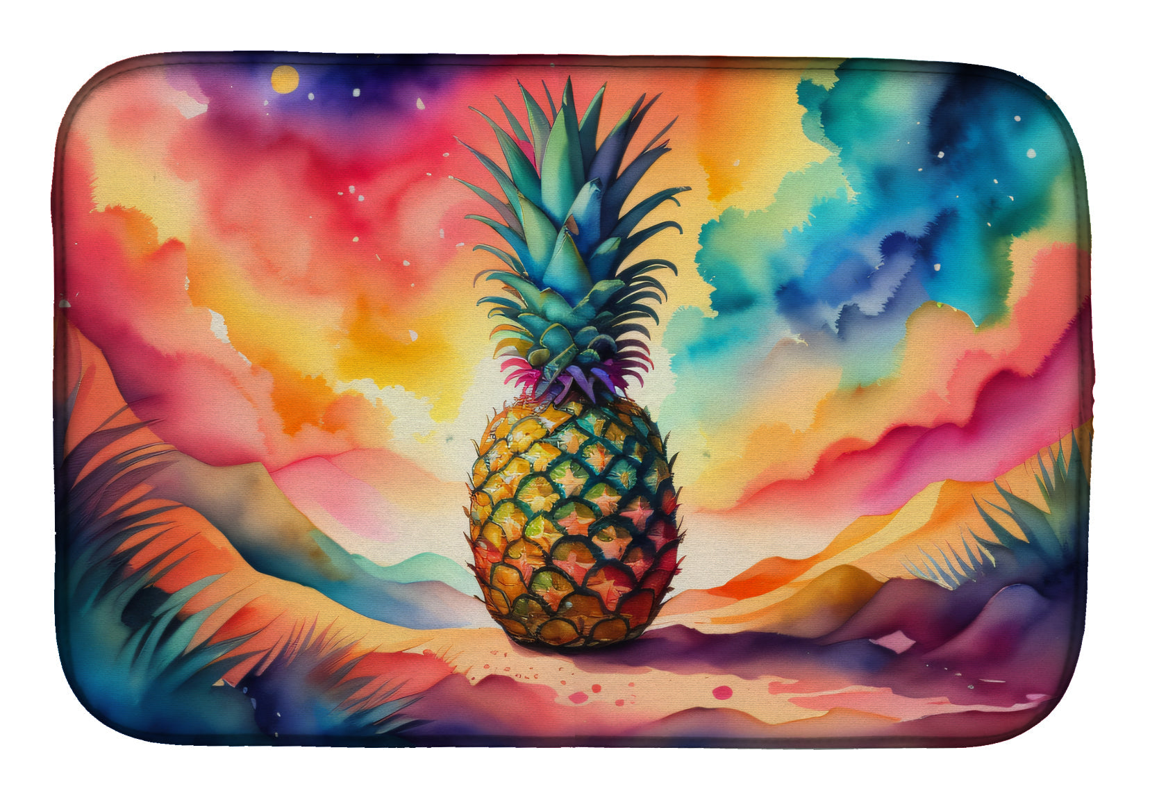 Caroline's Treasures Colorful Pineapple Dish Drying Mat