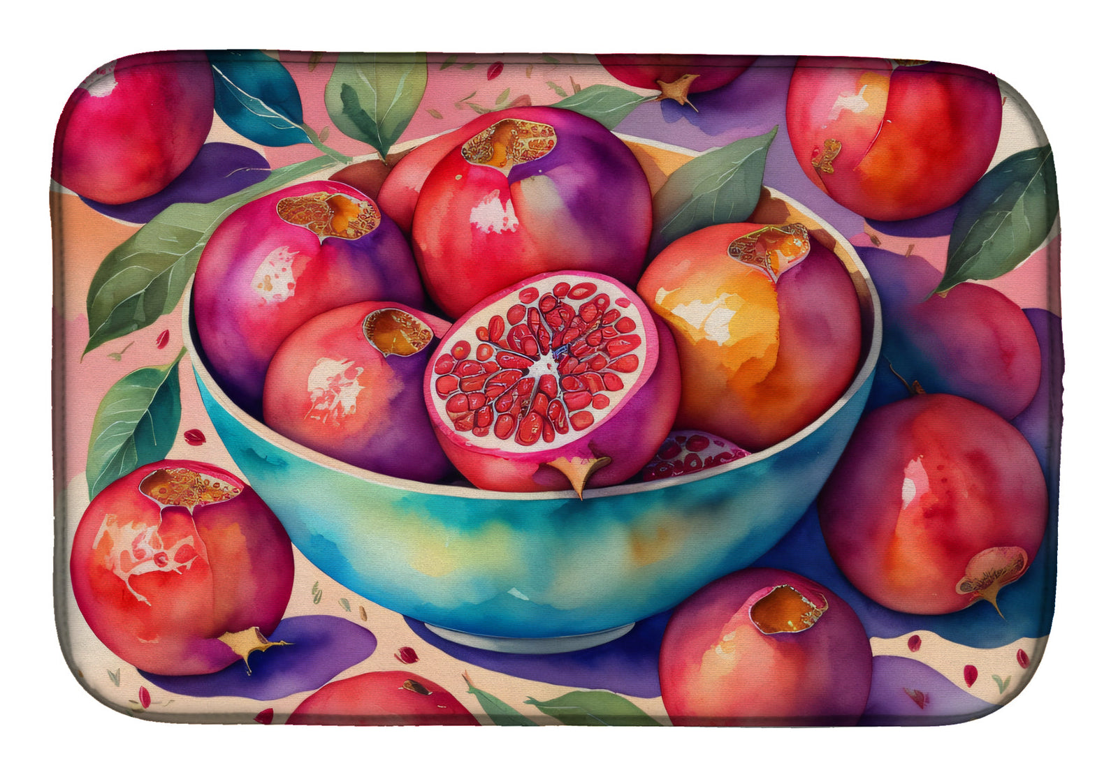 Caroline's Treasures Colorful Pomegranates Dish Drying Mat